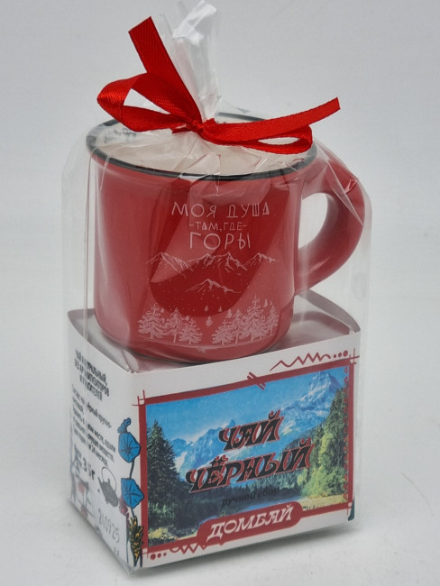 Чай черный ручной сбор 35гр + кружка мини Домбай