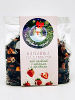 Подарок с новым годом чай зеленый с добавками "Клубника со сливками" 100гр