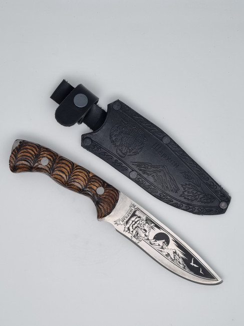 Нож с деревянной ручкой для туризма сталь Шерхан Нож с деревянной ручкой для туризма сталь Шерхан