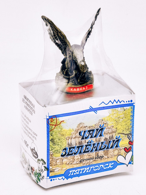 Чай зеленый ручной сбор 40гр Пятигорск с сувениром орел средний Чай зеленый ручной сбор 40гр Пятигорск с сувениром орел средний
