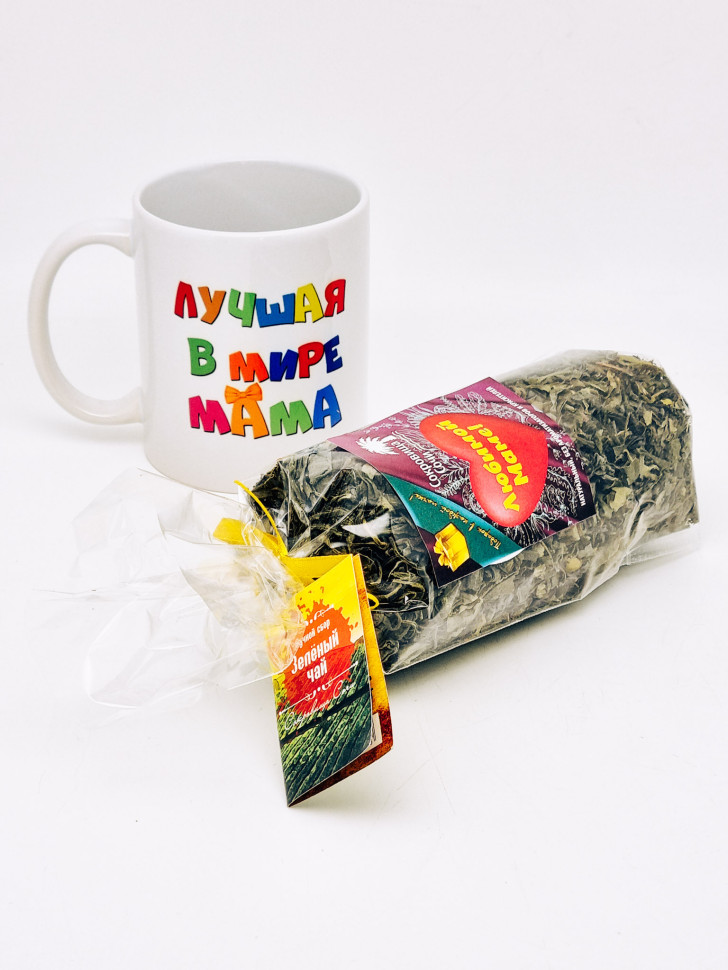 Подарочный набор маме чай зеленый ручной сбор 100гр в кружке 300мл