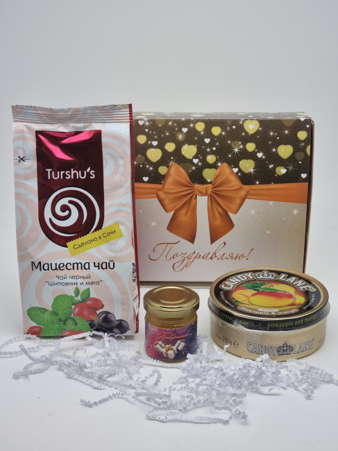 Набор 562 Праздничный чай, мед и леденцы лучший подарок