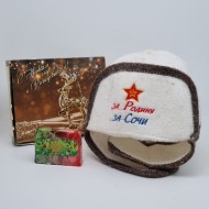 Набор для бани ушанка "За родину" с новым годом