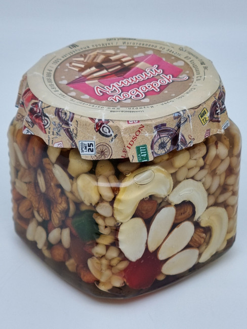 Мед с орехами ассорти 420гр лучший подарок