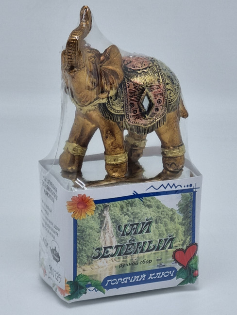 Чай зеленый ручной сбор 40гр со слоном Горячий Ключ Чай зеленый ручной сбор 40гр со слоном Горячий Ключ