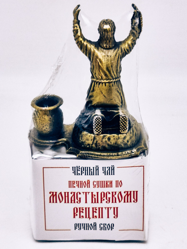Черный чай ручной сбор печной сушки монастырский травник 35гр с Подсвечником Серафим Саровский