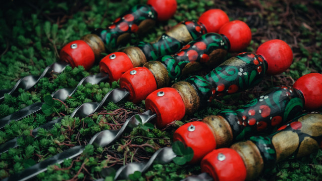 Шампура 5шт ручка "Хохлома" 50см Шампура 5шт ручка "Хохлома" 50см