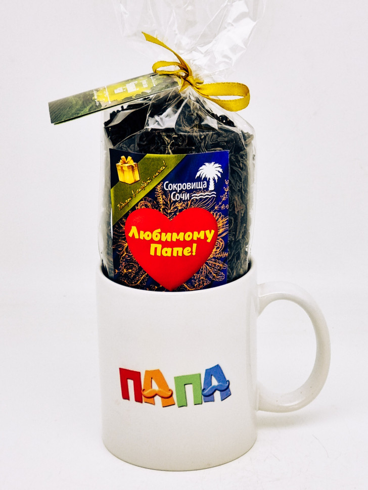 Подарочный набор папе чай черный ручной сбор 100гр в кружке 300мл