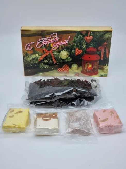 Набор Праздничный черный чай, нуга и мальбан с новым годом Набор Праздничный черный чай, нуга и мальбан с новым годом