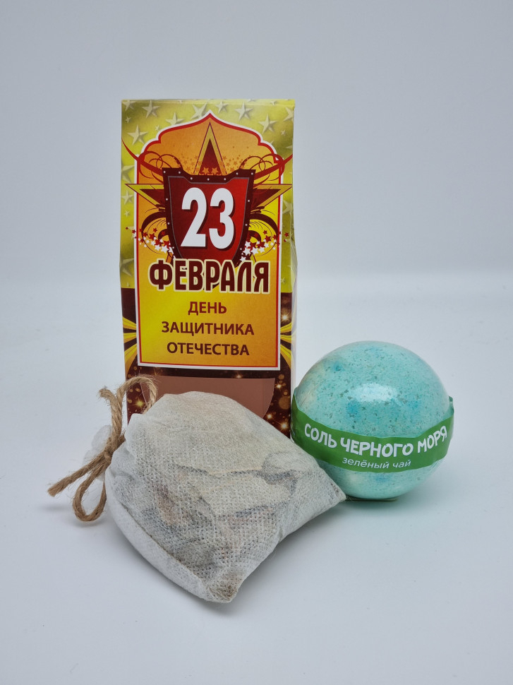 Подарочный набор с 23 февраля для бани соль мята 150гр и запарка эвкалипт