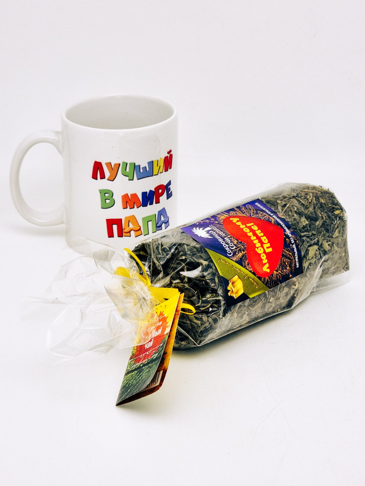 Подарочный набор папе чай зеленый ручной сбор 100гр в кружке 300мл