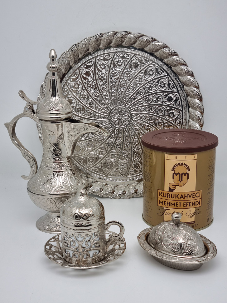 Набор ВИП поднос, кувшин, кофейная пара, лукумница из замака и кофе 250гр