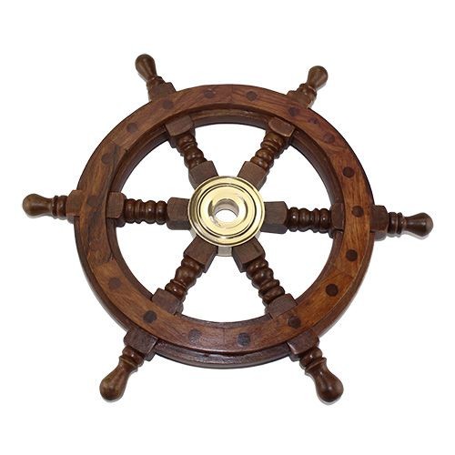 Штурвал деревянный диаметр 30см