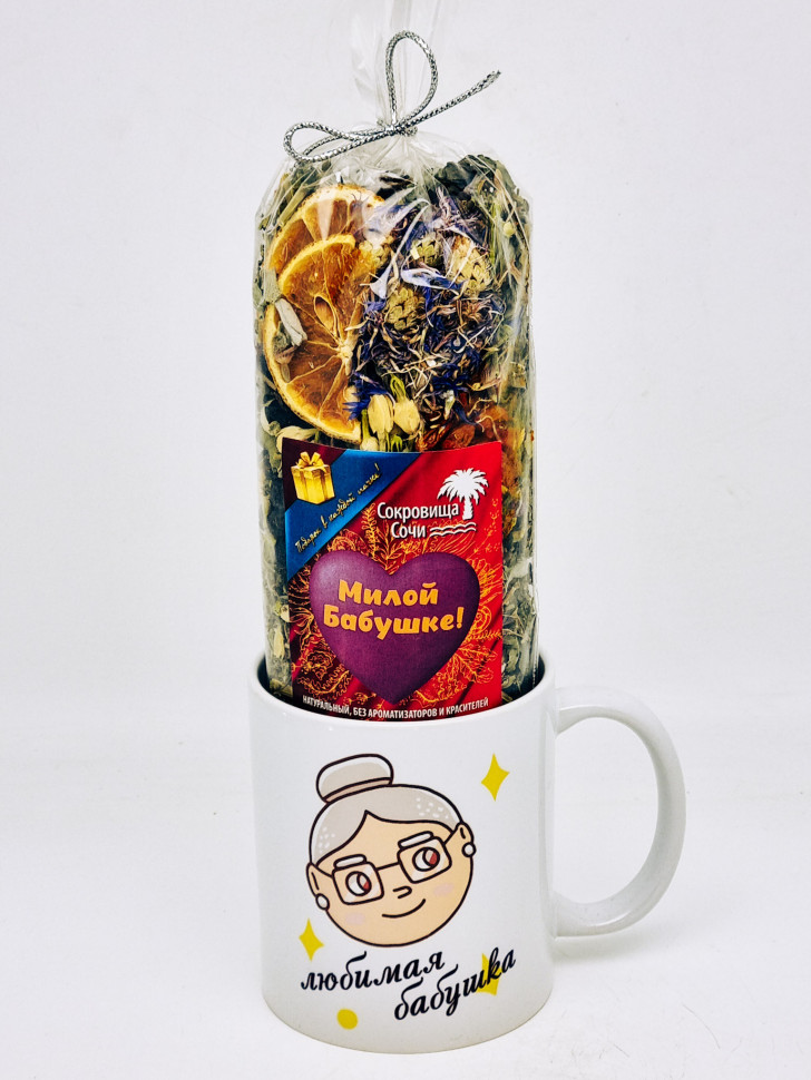 Подарочный набор бабушке краснополянский чай "Букет здоровья" 100гр в кружке 300мл