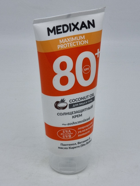 MEDIXAN Солнцезащитный крем для лица и тела SPF 80+туба 100мл
