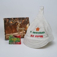 Набор для бани будёновка "С любовью из Сочи" с новым годом