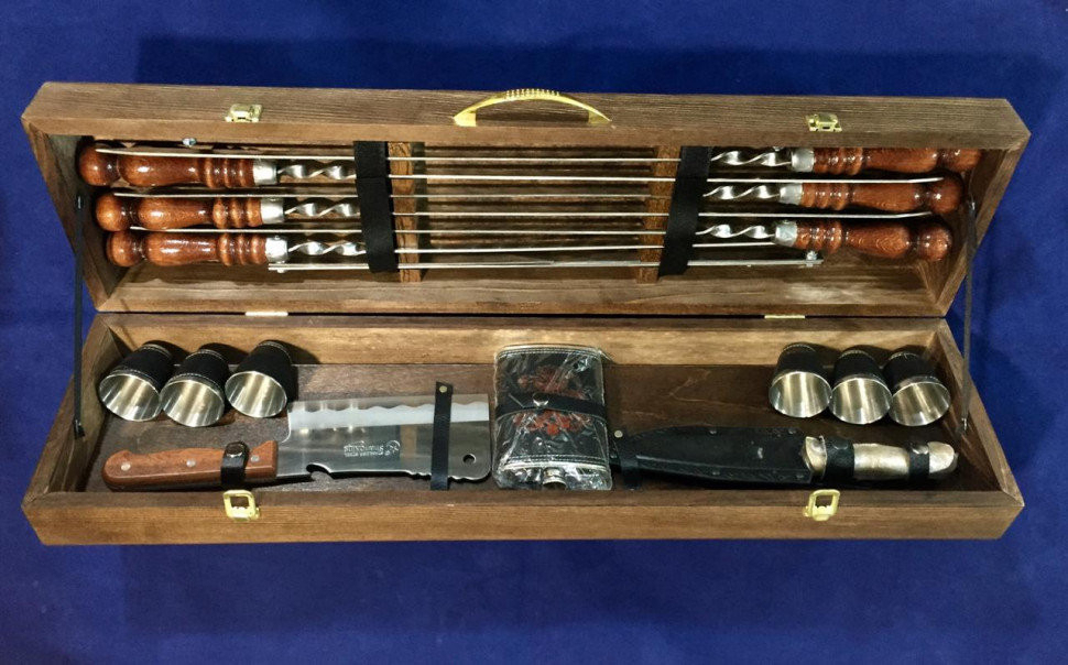 Набор №8 шампуров в деревянной коробке 2