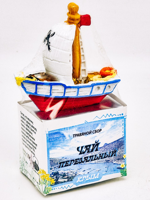 Краснополянский чай "Перевальный" 40гр с сувениром парусник Крым Краснополянский чай "Перевальный" 40гр с сувениром парусник Крым