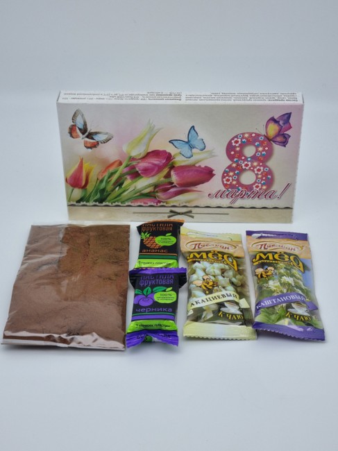 Набор Праздничный кофе, мед и пастила с 8 марта Набор Праздничный кофе, мед и пастила с 8 марта