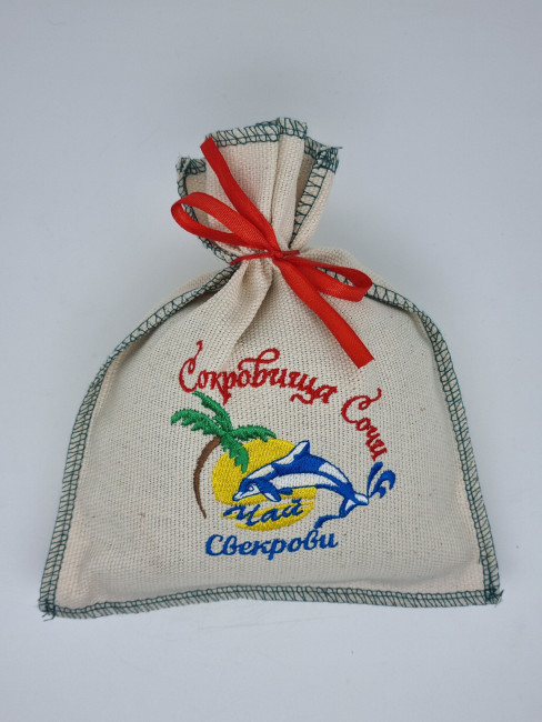 Чай черный в сувенирном мешке с вышивкой свекрови 140гр Чай черный в сувенирном мешке с вышивкой свекрови 140гр