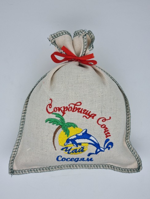 Чай черный в сувенирном мешке с вышивкой соседям 140гр Чай черный в сувенирном мешке с вышивкой соседям 140гр