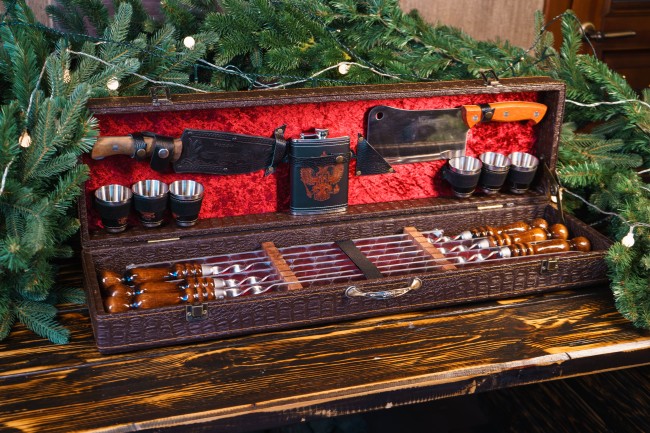 Набор №12 шампуров элит-x в коробке кож/зам большой 7