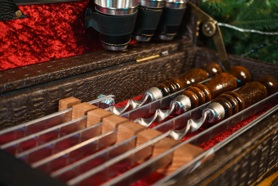 Набор №12 шампуров элит-x в коробке кож/зам большой 7