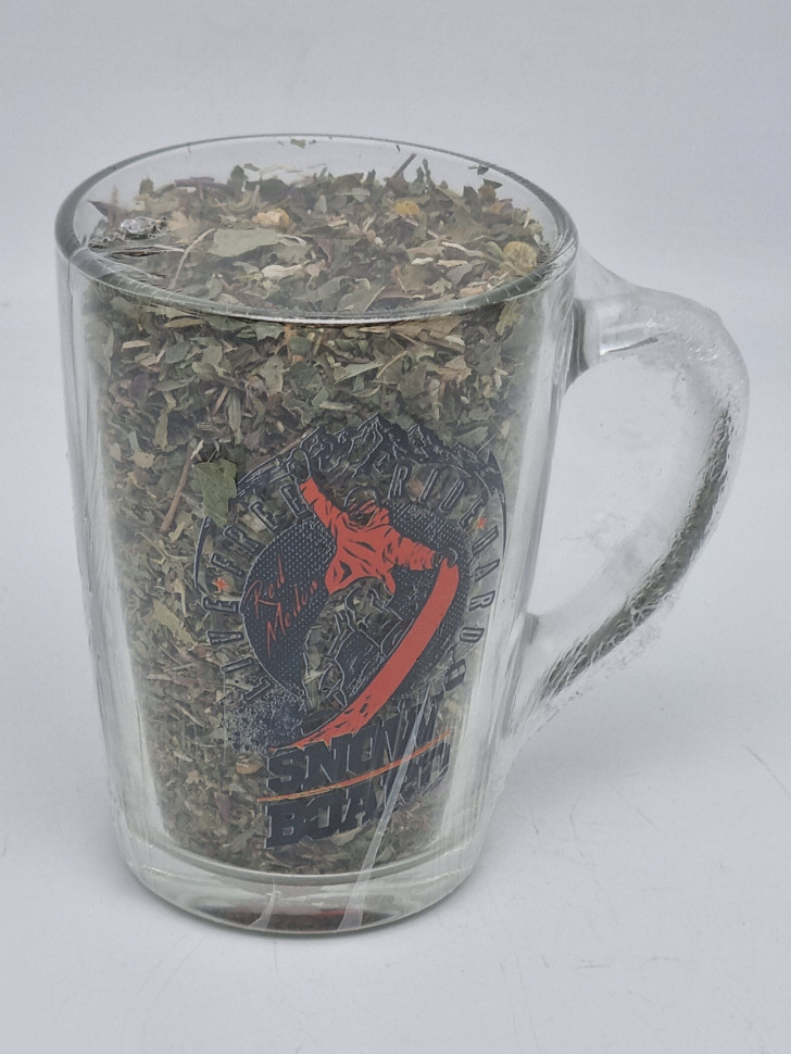 Краснополянский чай 50гр в кружке из стекла Красная поляна Сноубордист 320мл