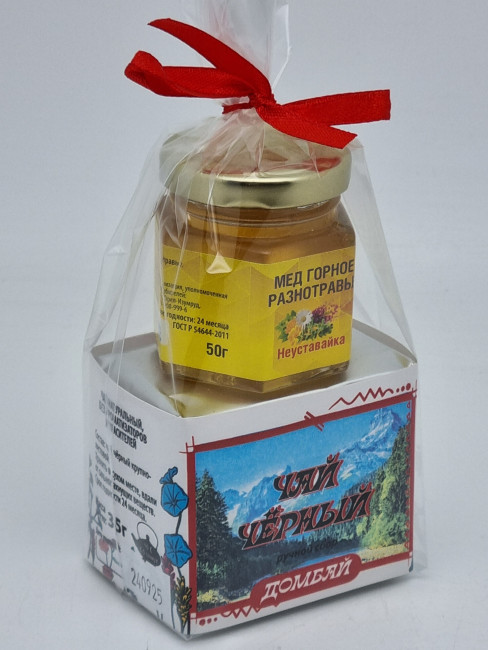 Чай черный ручной сбор 35гр +мед 50гр Домбай