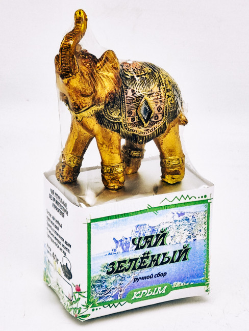 Чай зеленый ручной сбор 35гр с сувениром слон Крым Чай зеленый ручной сбор 35гр с сувениром слон Крым