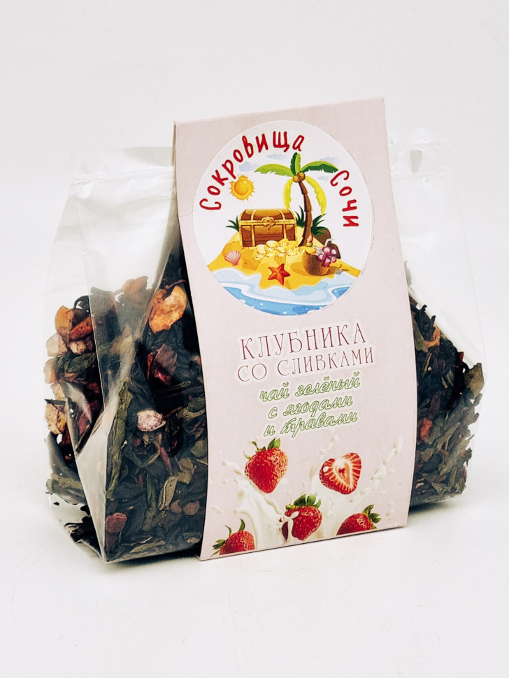 Чай зеленый с добавками "Клубника со сливками" 100гр