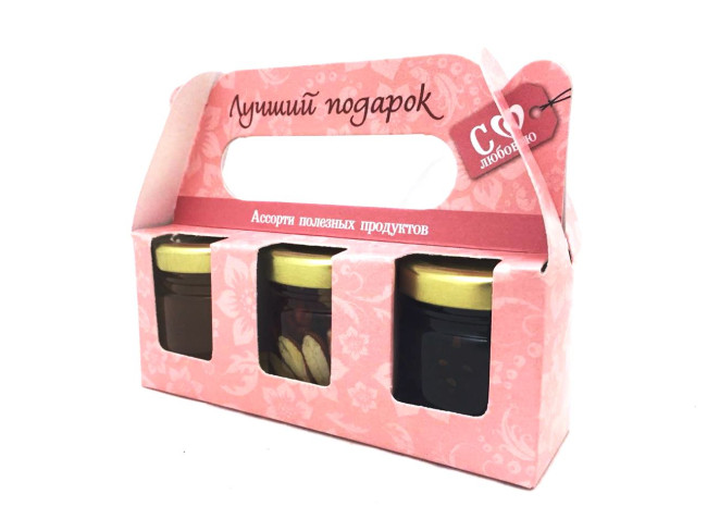 Мед с орехами ассорти 50гр Мед с орехами ассорти 50гр