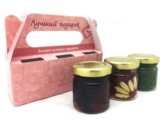 Мед с орехами ассорти 50гр Мед с орехами ассорти 50гр