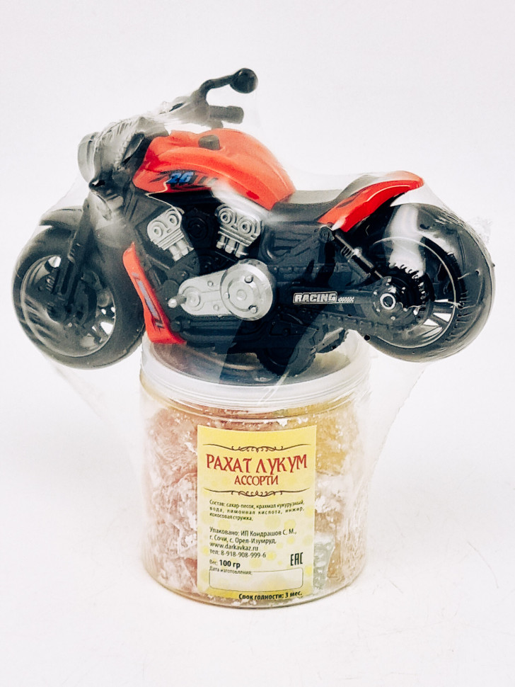 Мотоцикл инерционый + рахат-лукум 100гр