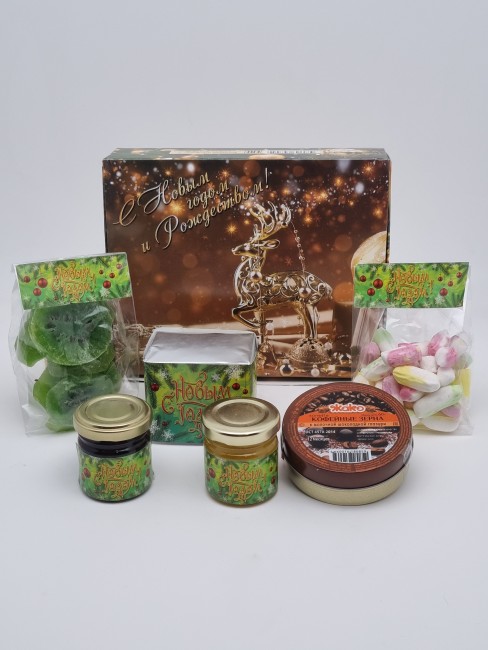 Набор Праздничный чай, мед и сладости с новым годом Набор Праздничный чай, мед и сладости с новым годом