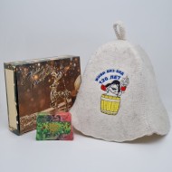 Набор банный с шапкой для бани "Живи без бед 120 лет" с новым годом