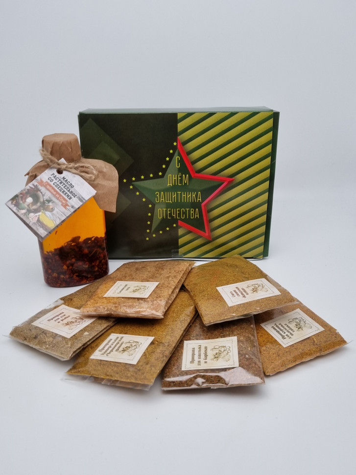 Подарочный набор с 23 февраля со специями и маслом для салатов 550гр