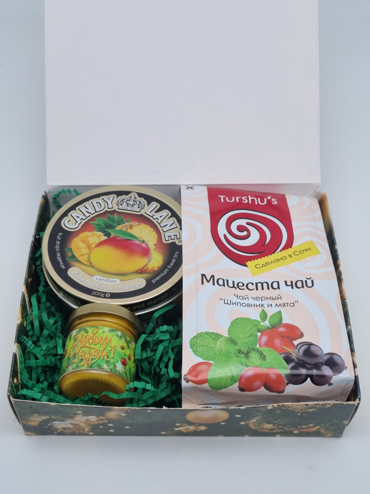 Набор 562 Праздничный чай, мед и леденцы с новым годом