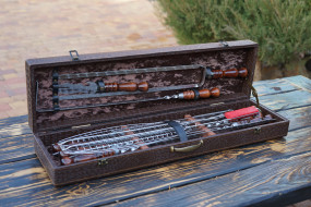 Набор №18 шампуров в коробке кожзам 9 пикник