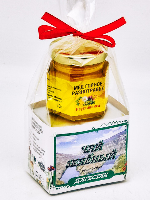 Чай зеленый ручной сбор 40гр +мед 50гр Дагестан Чай зеленый ручной сбор 40гр +мед 50гр Дагестан