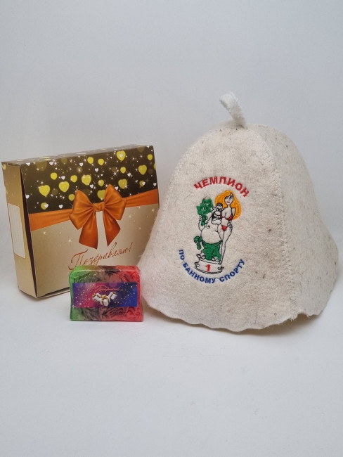 Набор для бани "Чемпион по банному спорту" лучший подарок Набор для бани "Чемпион по банному спорту" лучший подарок