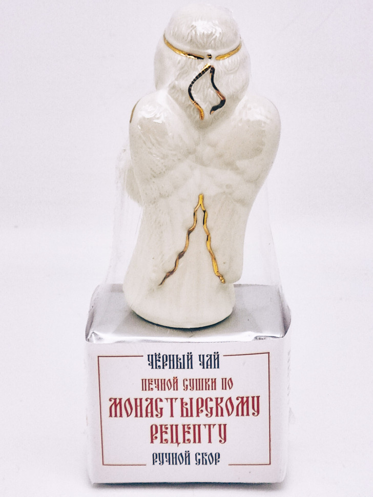 Черный чай печной сушки монастырский травник 35гр с сувениром ангел белый коллекционный фарфор