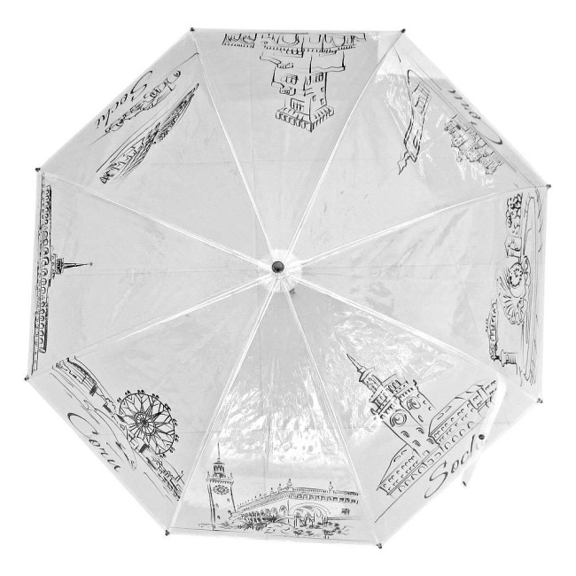 Зонт трость полуавтомат Сочи прозрачный Зонт трость полуавтомат Сочи прозрачный