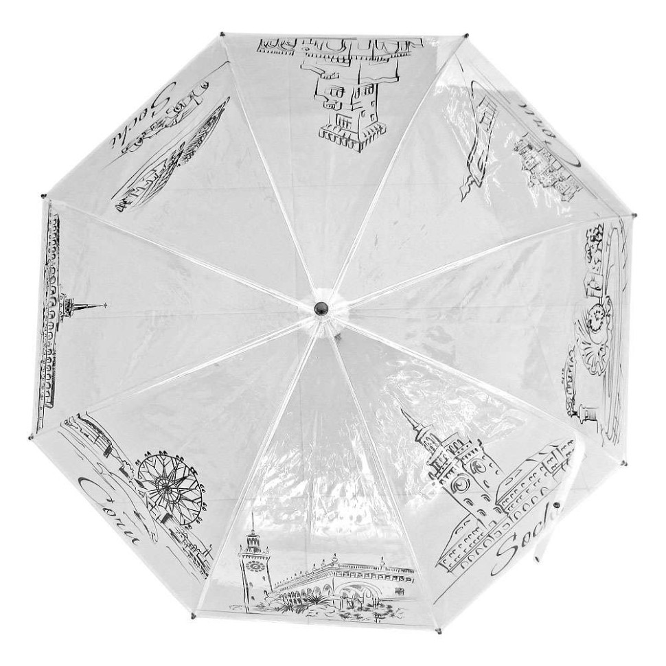 Зонт трость полуавтомат Сочи прозрачный