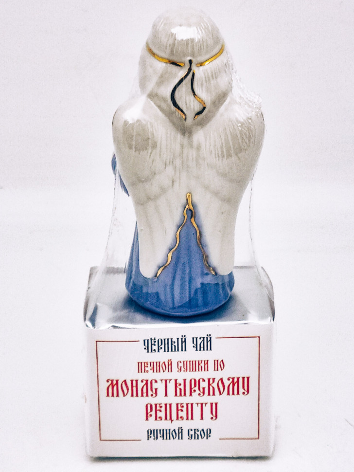 Черный чай печной сушки монастырский травник 35гр с сувениром ангел синий коллекционный фарфор