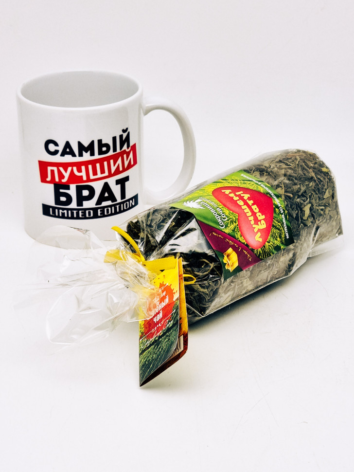 Подарочный набор брату чай зеленый ручной сбор 100гр в кружке 300мл