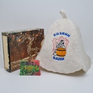 Набор для банный с шапкой Хозяин бани с новым годом