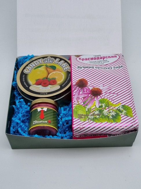 Набор 560 Праздничный чай, леденцы, и мед с 23 февраля