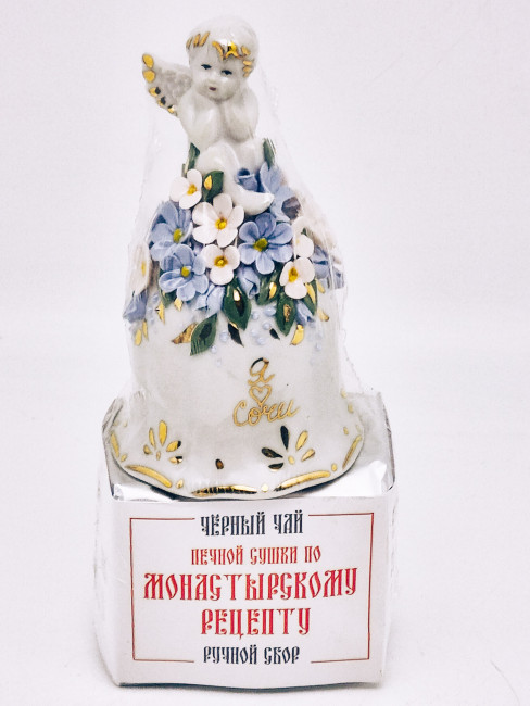 Чай печной сушки по мон. рецепту черный 35гр и колокольчик ангел с лепниной коллекционный фарфор Чай печной сушки по мон. рецепту черный 35гр и колокольчик ангел с лепниной коллекционный фарфор