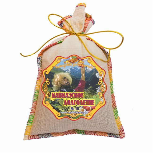 Чай травяной в сувенирном мешке №10 "Кавказское долголетие" 150гр